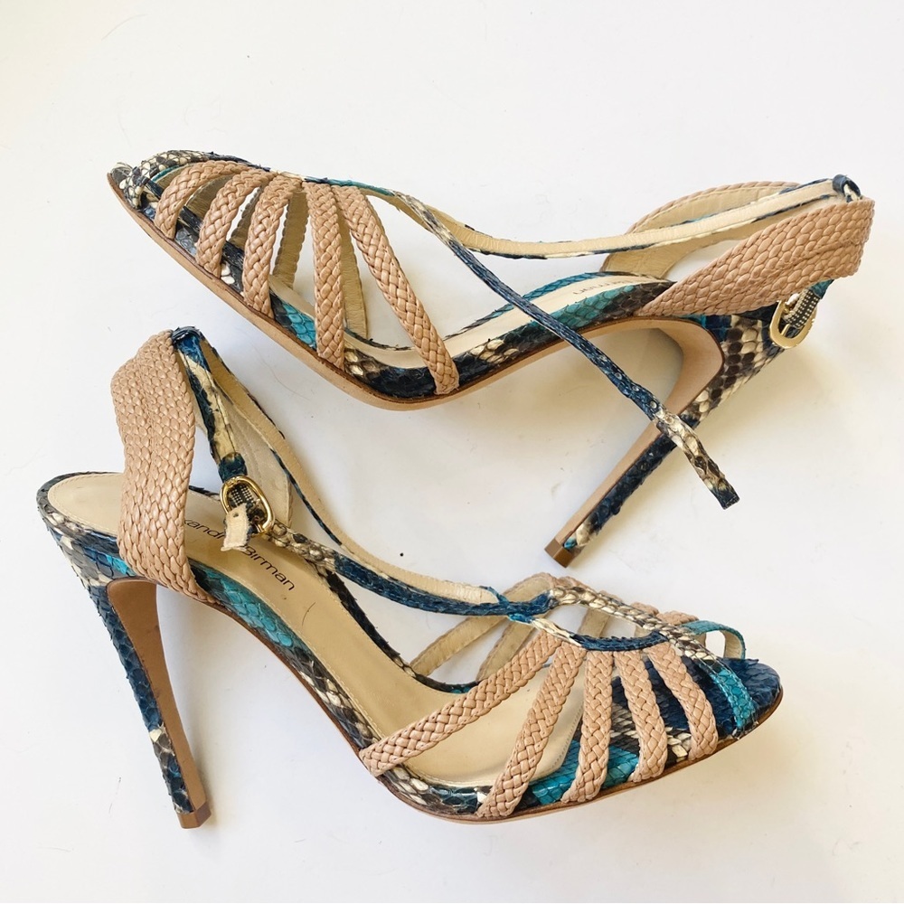 Alexandre Birman Python Braided Open Toe Buckle A… - image 1